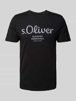 S.Oliver regular fit T-shirt met printopdruk zwart