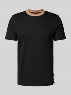 Boss T-shirt met geribde ronde hals model 'Tessler'