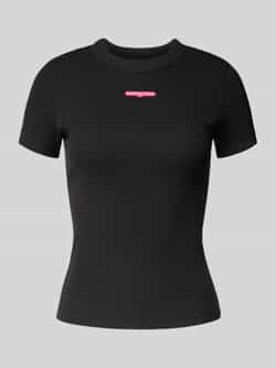 Tommy Jeans cropped top zwart rib gebreid