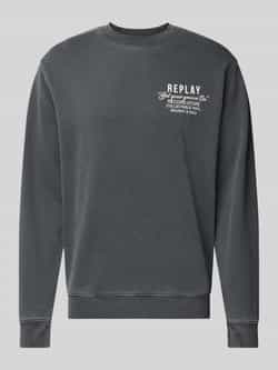 Replay Sweatshirt met labelprint en ronde hals
