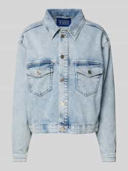 Scotch & Soda Korte Denim Trucker Jack Blauw Blue Dames