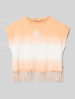Garcia dip-dye T-shirt oranje lichtblauw Meisjes Katoen Ronde hals Dip-dye 152 158