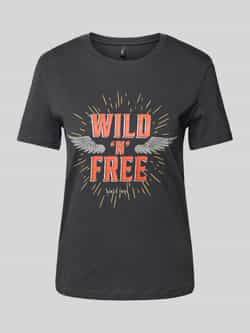 ONLY T-shirt ONLHENNY met printopdruk grijs rood wit