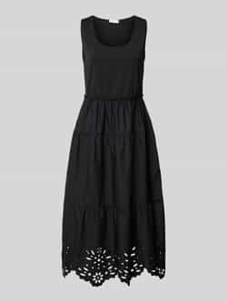 Liu Jo White Midi-jurk in laagjeslook met broderie anglaise