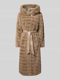 PETITE M. Jas van teddy met capuchon en strikceintuur