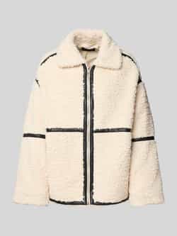 Only Boxy fit jacks van teddybont met leren details model 'PARIS'