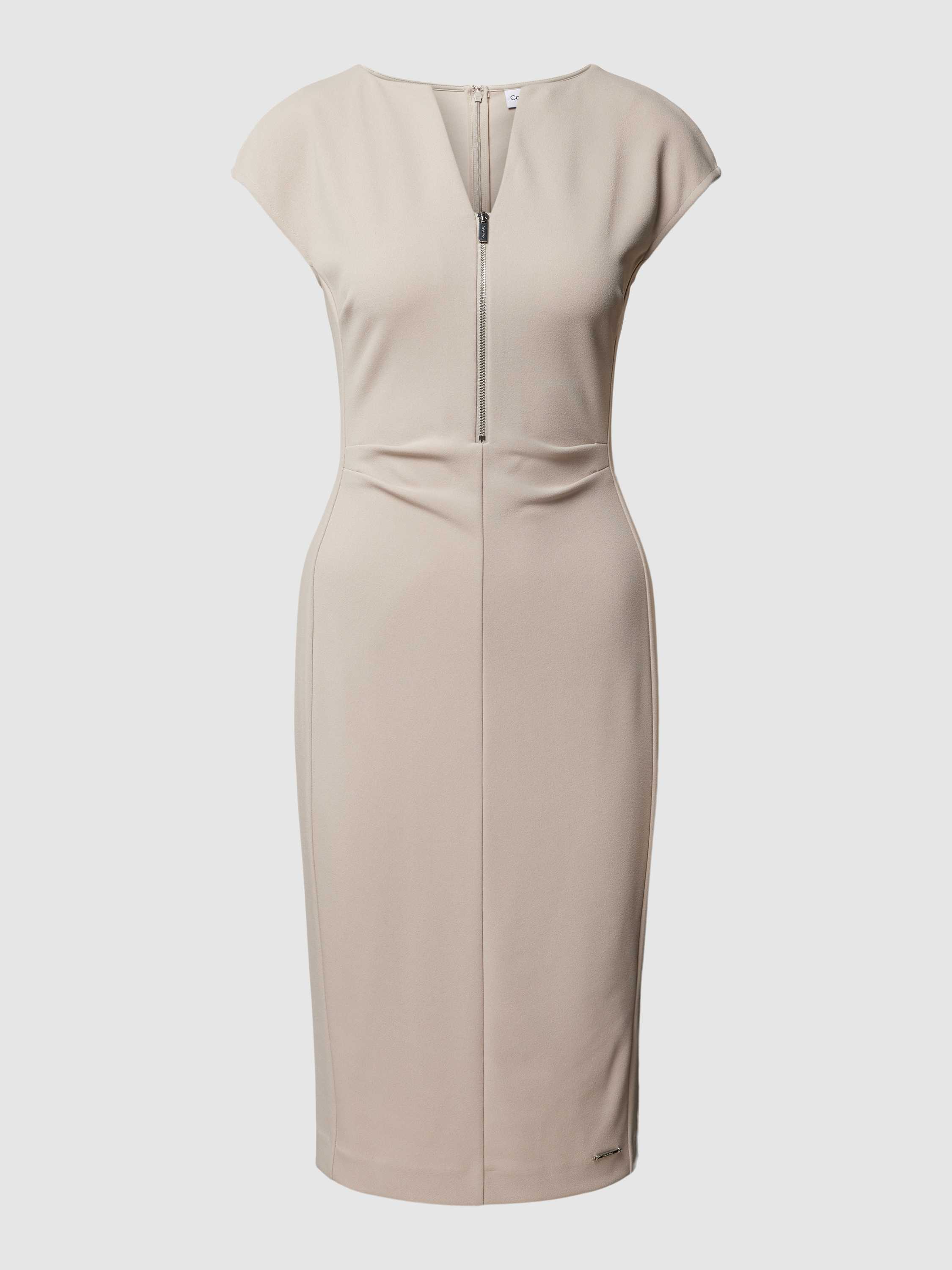 Calvin Klein Womenswear Knielange jurk met V-hals model 'SCUBA CREPE'