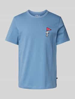 S.Oliver RED LABEL T-shirt met geribde ronde hals model 'Peanuts'
