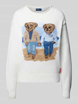 Ralph Lauren Witte Polo Bear Gebreide Sweatshirt White Dames