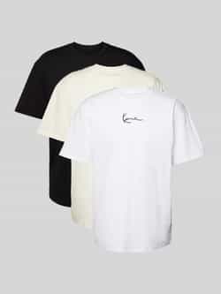 Karl Kani T-shirt met labelstitching in een set van 3 stuks