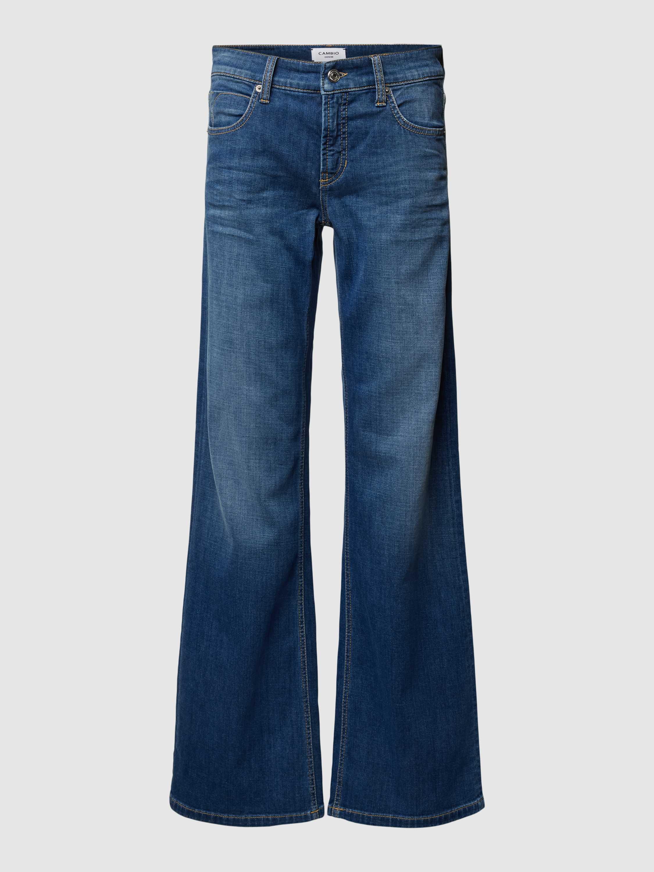 CAMBIO Wide fit jeans met knoop- en ritssluiting model 'TESS'