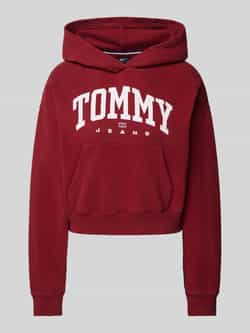 Tommy Jeans Rode Varsity Logo Hoodie Sweatshirt Red Dames