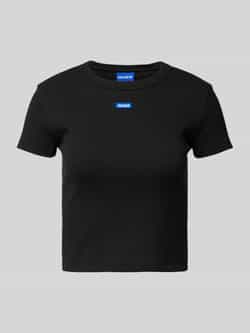 Hugo Blue Kort T-shirt met labelpatch model 'Baby Tee'