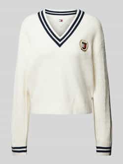Tommy Hilfiger Nautische Kabeltrui Met Wapenschild White Dames