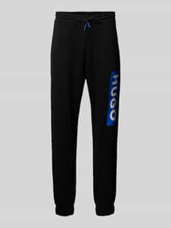 Hugo Blue Regular fit sweatpants met labelprint model 'Nuram'