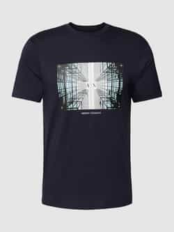 Armani Exchange Logo Print Katoenen T-shirt Blue Heren