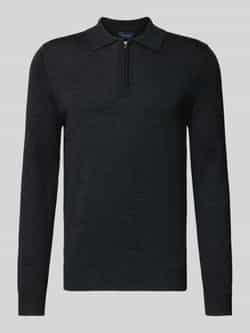 Christian Berg Men Regular fit gebreide pullover van wolmix met platte kraag