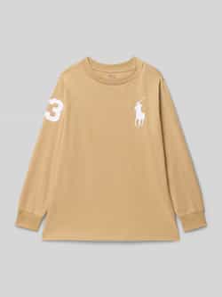 Polo Ralph Lauren Kids Shirt met lange mouwen labelstitching en ronde hals