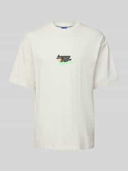 Hugo Blue T-shirt met labelprint model 'Nerperi'