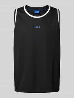 Hugo Blue Tanktop met labelprint model 'Naximos'