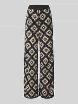 Jake*s Collection Stoffen broek met gehaakt kant en elastische band