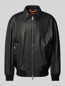 Boss Orange Leren jack met ritszakken model 'Joloco'