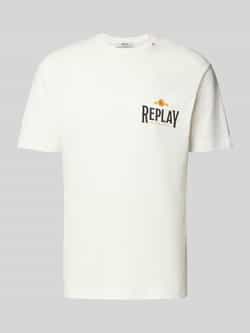 Replay Regular fit T-shirt van puur katoen met logoprint