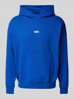Hugo Blue Hoodie met labelprint model 'Nazardo'