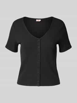 Levi's T-shirt in riblook met V-hals en knoopsluiting