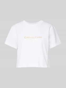 Calvin Klein Jeans Kort T-shirt met geribde ronde hals