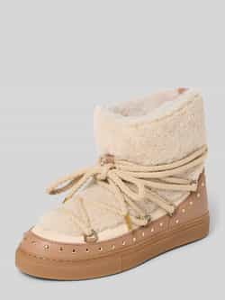 INUIKII Snowboots van leer met teddybont model 'CURLY ROCK'
