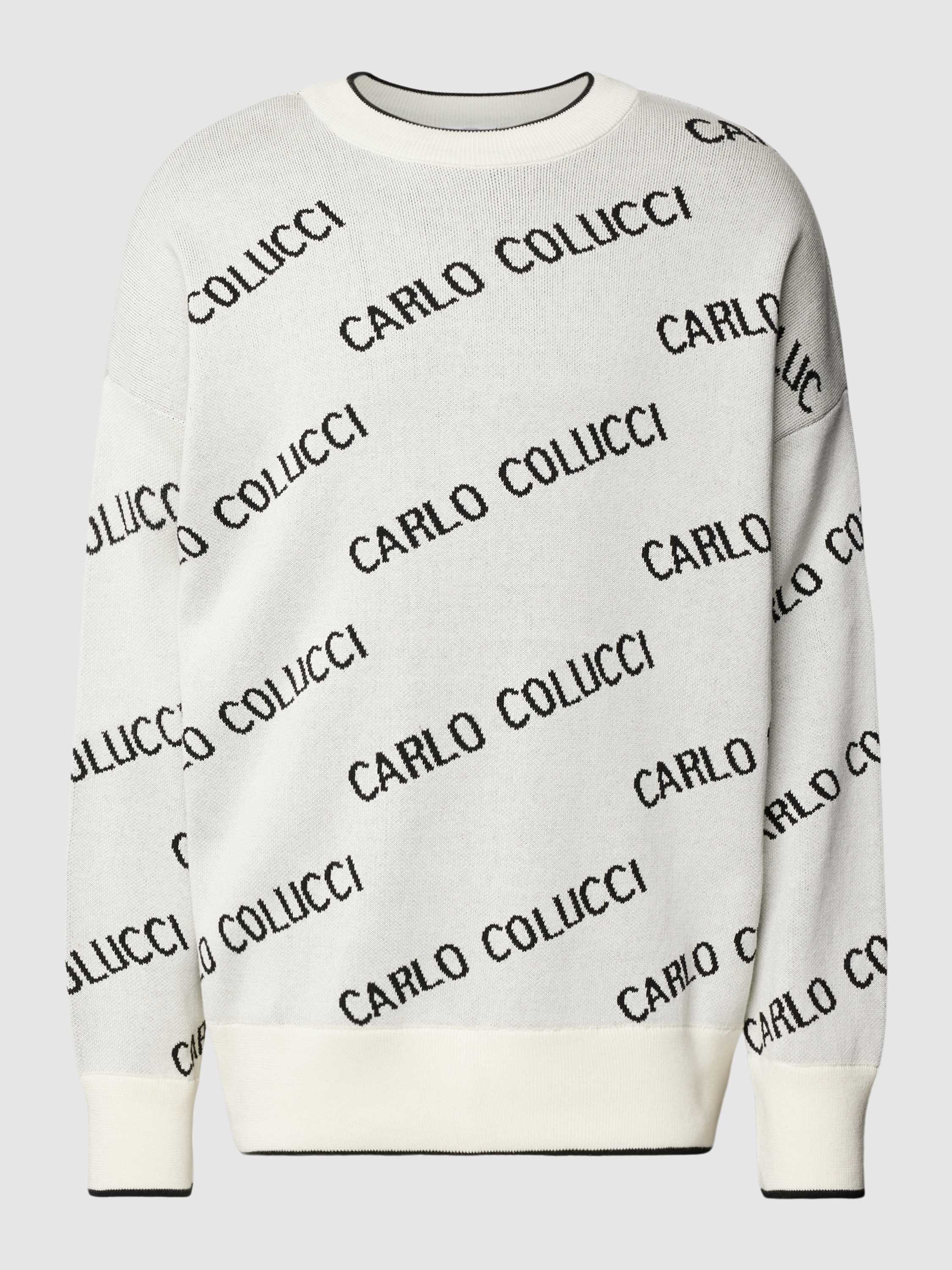 Carlo colucci Gebreide pullover met all-over labelprint