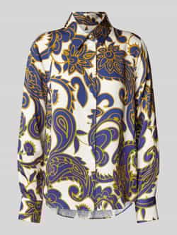 Seidensticker Overhemdblouse Zwarte roos Lange mouwen kraag paisley