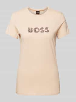 Hugo Boss Dames Logo Print T-Shirt Beige Dames