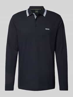 BOSS GREEN Poloshirt met lange mouwen Plisy met strepen op de kraag