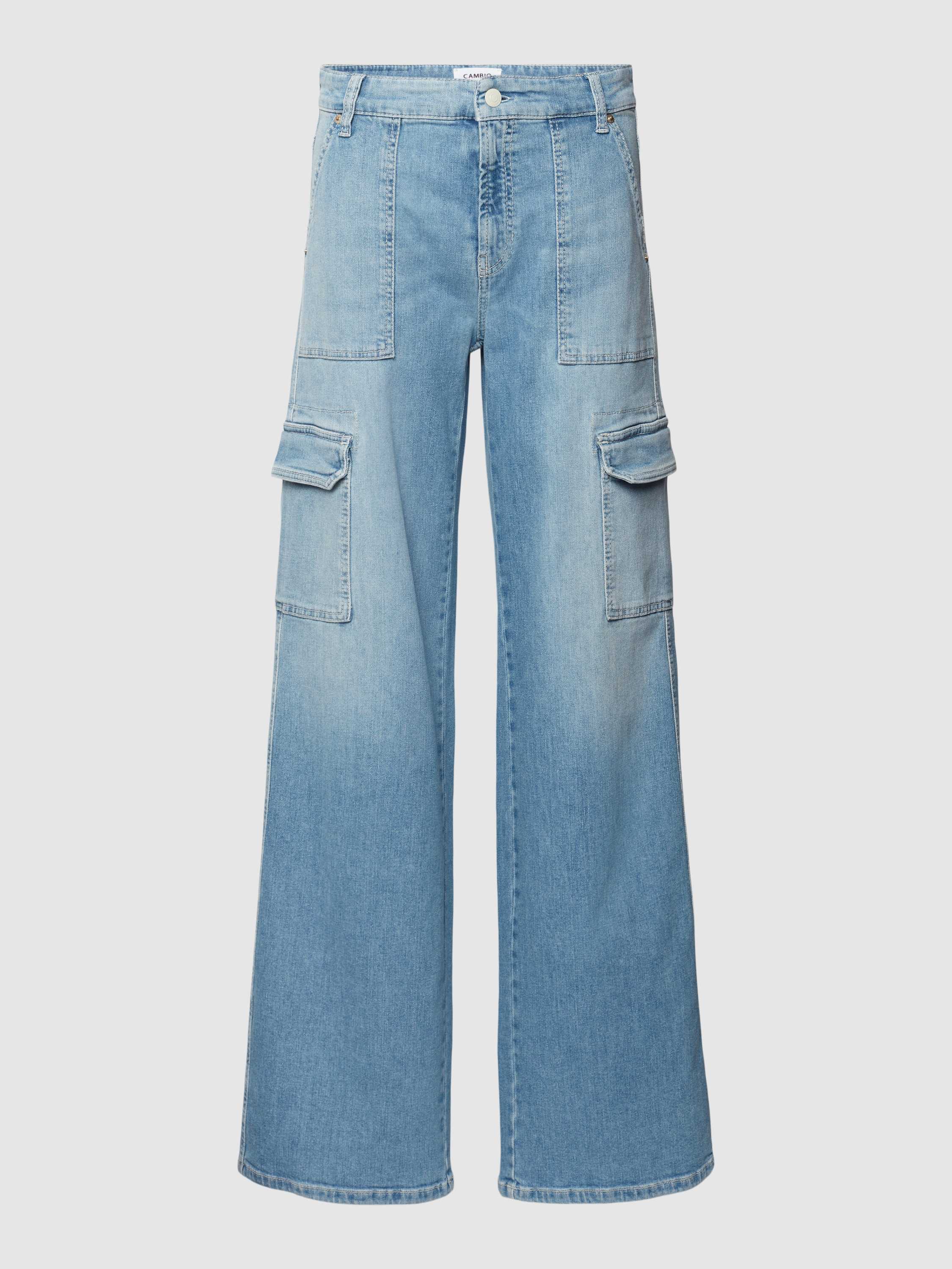 CAMBIO Wide fit jeans met knoop- en ritssluiting model 'ANDY'