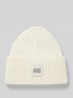 Ugg Witte Beanie van Wolmix met Logo Patch Gray