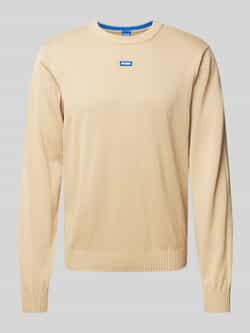Hugo Blue Gebreide pullover met logostitching model 'San Cosmo'