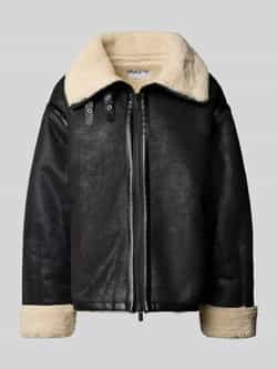 Jake*s Casual Relaxed fit jack met tweewegsritssluiting en imitatiebont