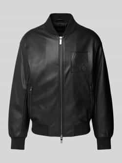 Armani Exchange Moderne Zwarte Leren Jas Black Heren