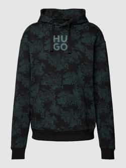 Hugo Boss Heren Douy French Terry Hoodie met All Over Print Multicolor Heren