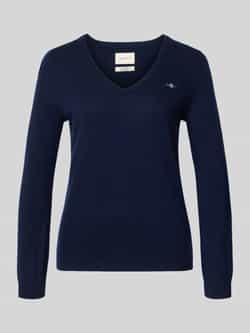 Gant Gebreide pullover van lamswolmix met V-hals