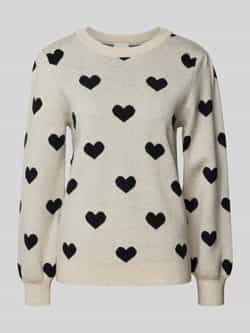 Ichi Gebreide pullover met ballonmouwen model 'BRIELLE'