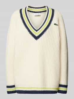 Lacoste Vintage V-hals Sweater Roomwit Beige Dames