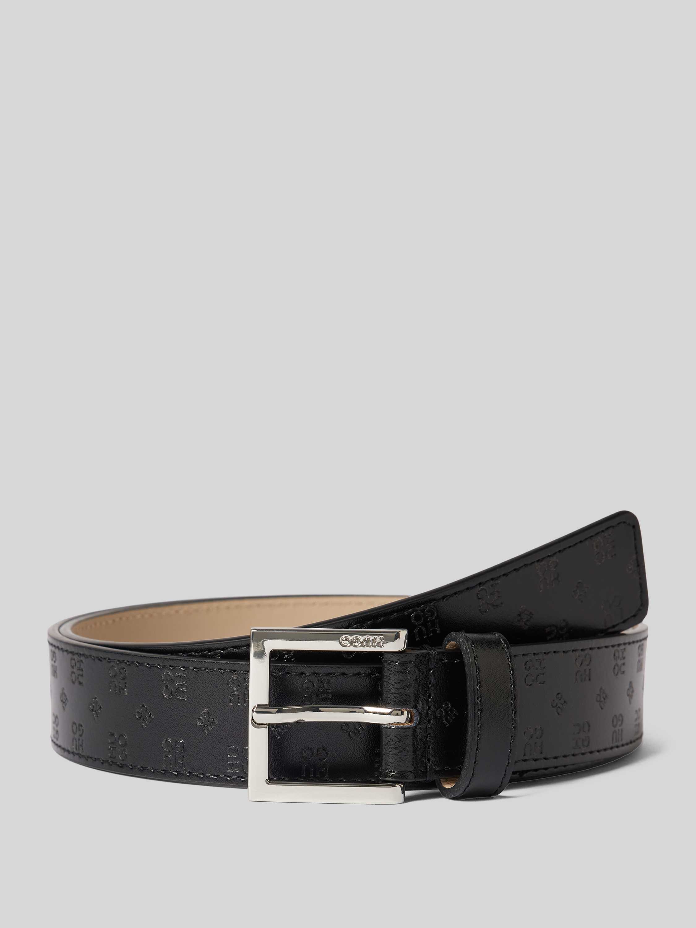 HUGO Leren riem met all-over reliëflogo model 'Amelia'