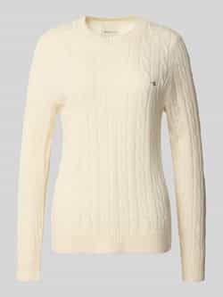 Gant Gebreide pullover met kabelpatroon en labelstitching