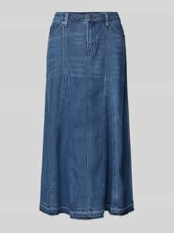 S.Oliver RED LABEL Uitlopende midirok in denim met gerafelde zoom model 'SKIRT'