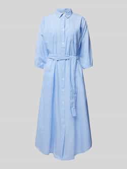 Kaffe Gestreepte overhemdjurk met strikceintuur Blue Dames