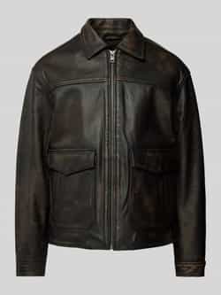 Jack & Jones Premium Leren jack met kentkraag model 'WALLACE'