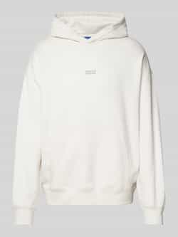 Hugo Blue Regular fit hoodie met labelprint model 'Nazardo'